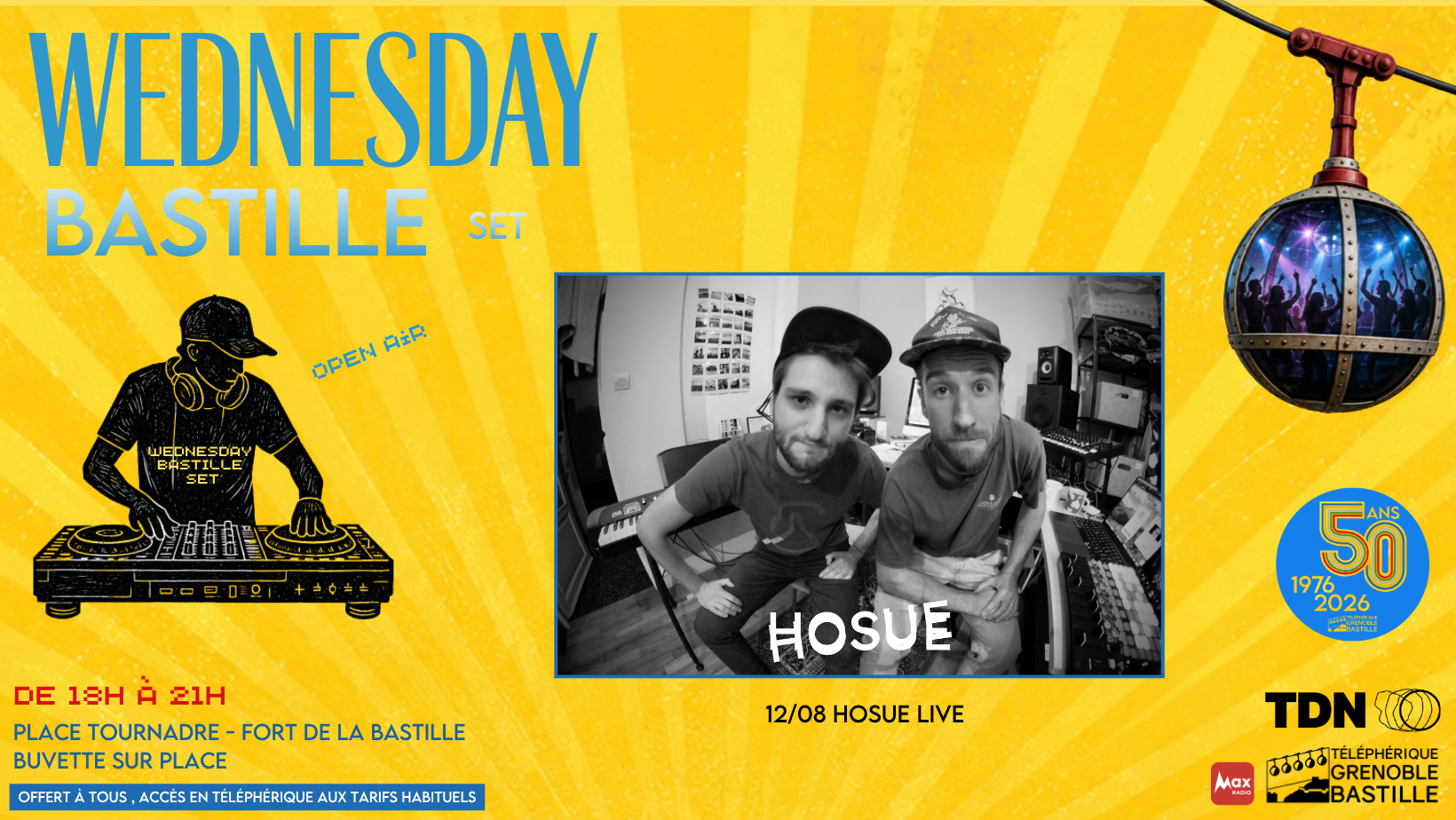 Visuel du Wednesday Bastille Set pour le mercredi 12 aout 2026 avec Hosue live