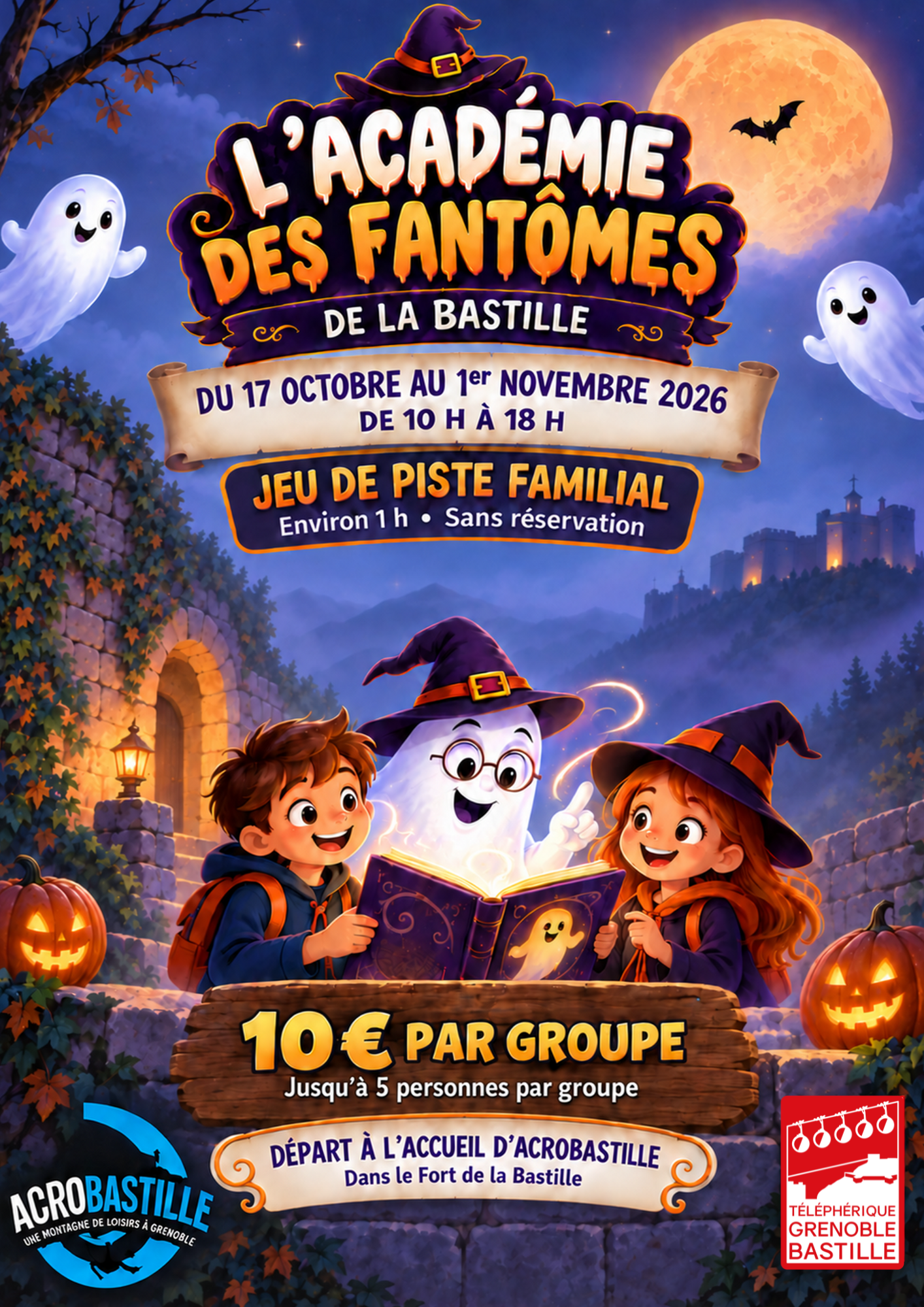 affiche jeu de piste Halloween Acrobastille - l'Académie des Fantômes de la Bastille
